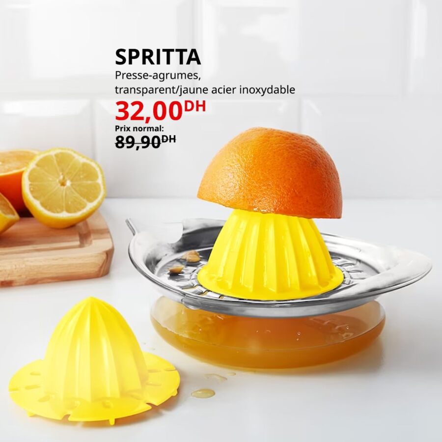 Soldes Ikea Maroc Presse-agrumes acier inoxydable SPRITTA 32Dhs au lieu de 89.9Dhs