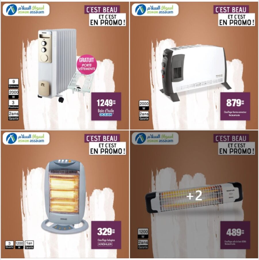 Promo d'hiver chez Aswak Assalam Spécial solutions Chauffages