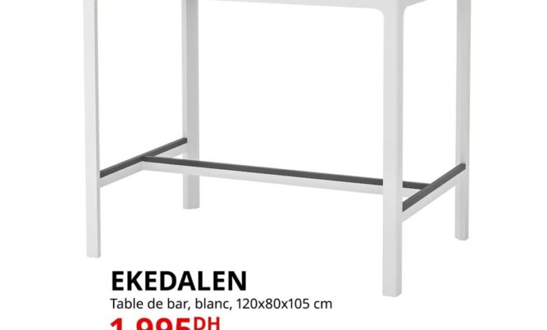 Soldes Ikea Maroc Table de bar blanche EKEDALEN 1995Dhs au lieu de 3195Dhs