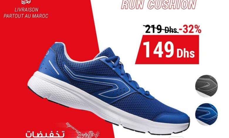 Soldes Decathlon Maroc Chaussure running pour homme 149Dhs au lieu de 219Dhs