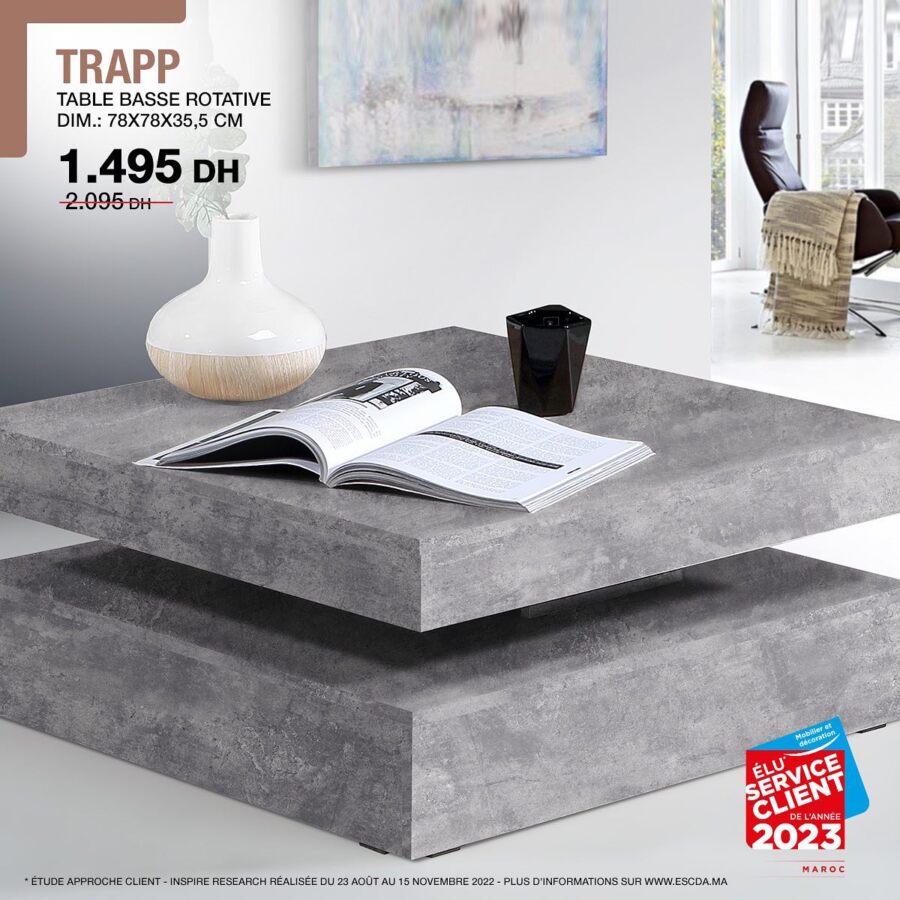 Soldes Kitea Table basse rotative TRAPP 1495Dhs au lieu de 2095Dhs