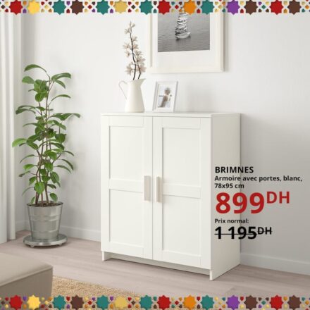 Soldes Ikea Maroc Armoire avec portes BRIMNES 78x95cm 899Dhs au lieu de 1195Dhs