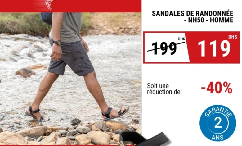 Soldes Decathlon Maroc Sandale de randonnée pour homme QUECHUA 119Dhs au lieu de 199Dhs
