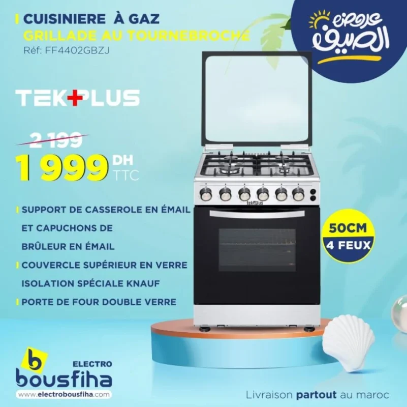 Offres d'été chez Electro Bousfiha Cuisinière à gaz TEKPLUS