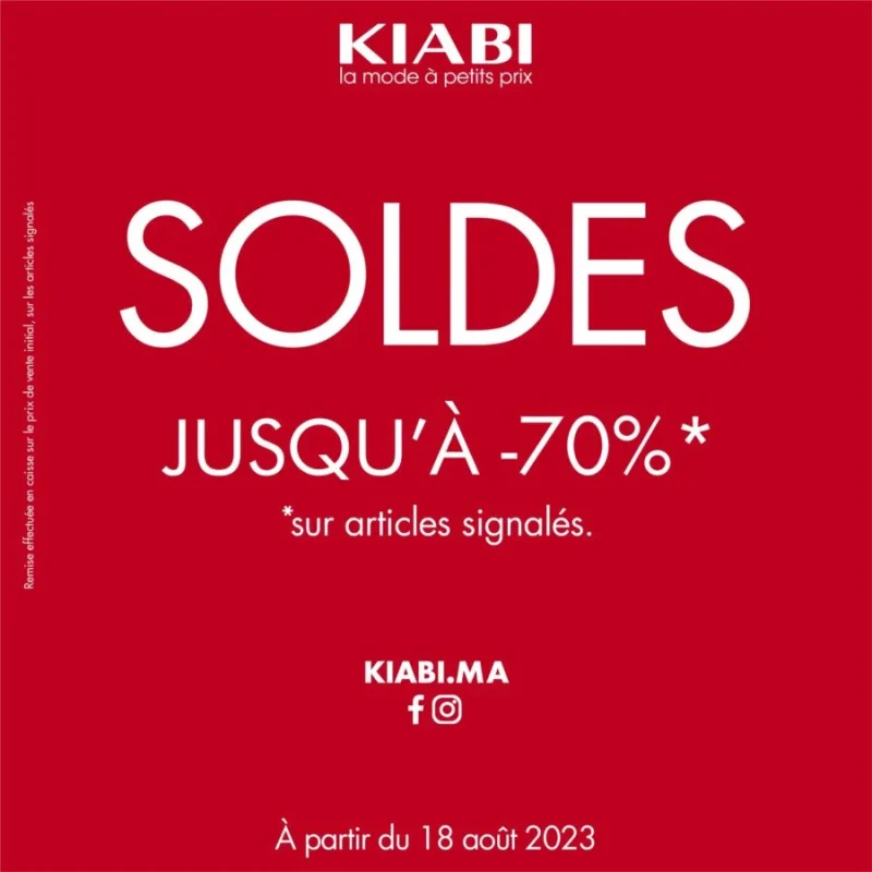 Soldes Spéciales chez Kiabi Maroc Réduction jusqu'au -70% sur articles signalés