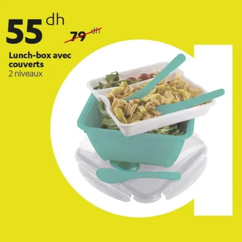 Lunch box avec couverts 2 niveaux