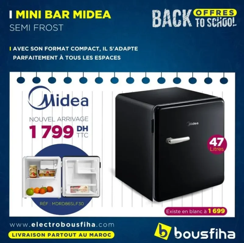 Nouvel arrivage chez Electro Bousfiha Mini bar MIDEA 47 litres noir à 1799Dhs