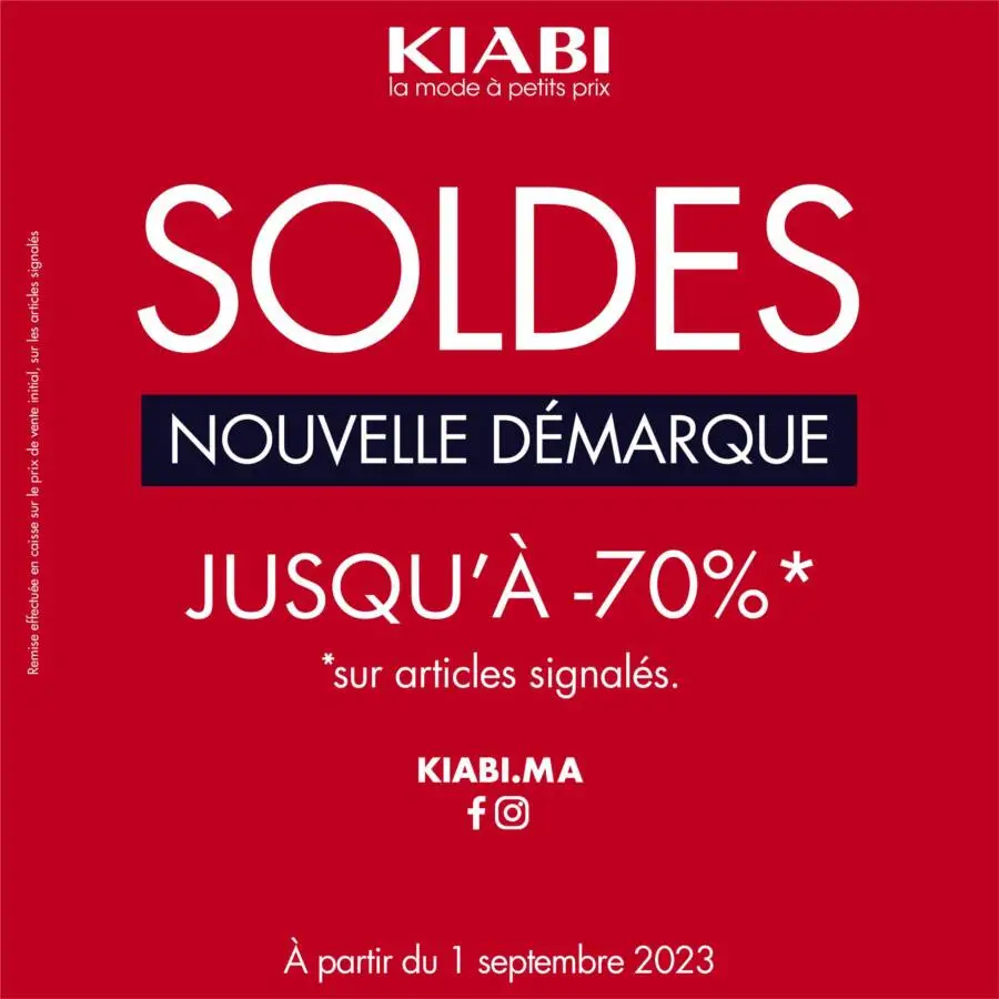 Soldes exceptionnelles chez Kiabi Maroc réduction jusqu'à -70% sur articles signalés
