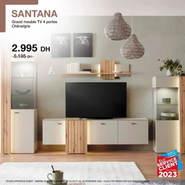 Grand meuble TV 4 portes SANTANA