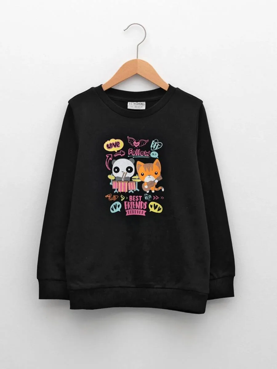 Sweat-shirt pour fille à manches longues et col rond