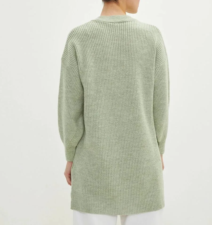 Tunique en tricot à col rond et à manches longues pour femmes