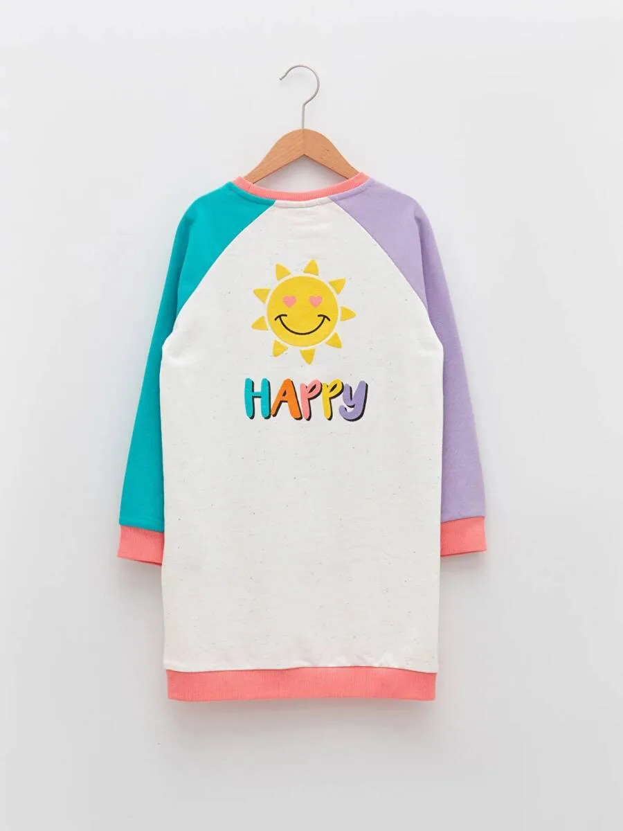 Robe Pour Filles à Manches Longues et Col Rond
