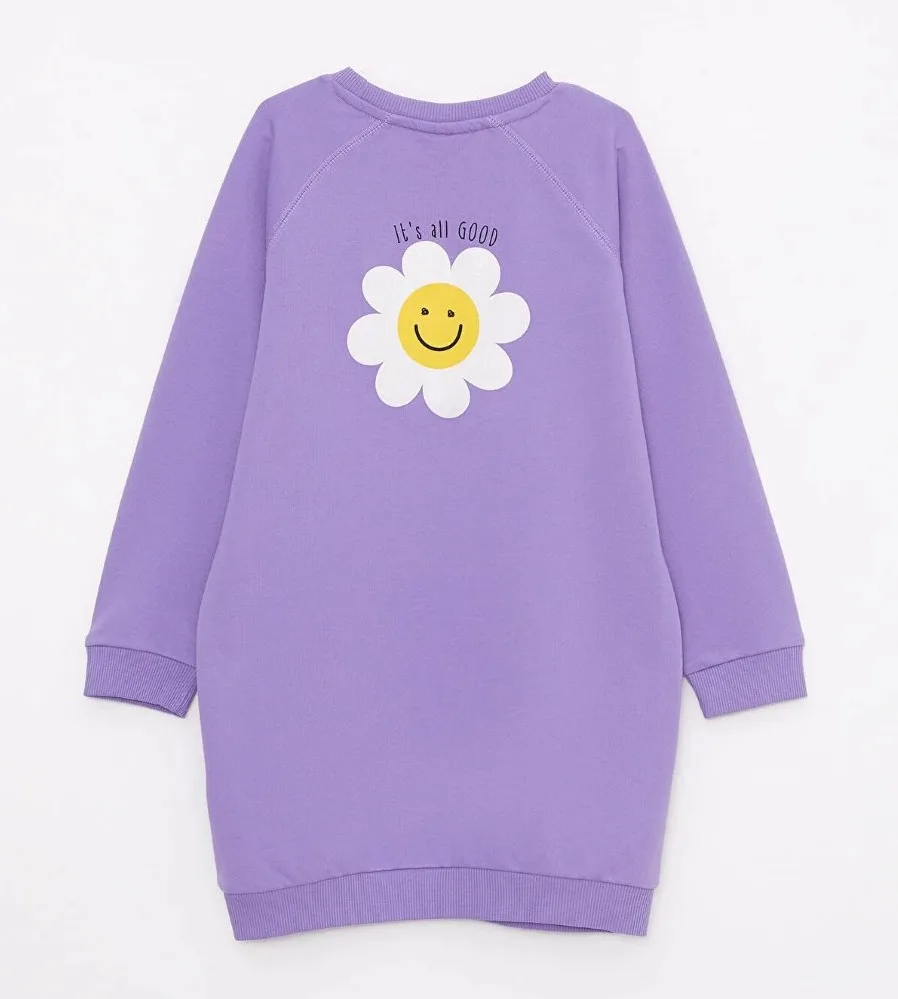 Robe Pour Filles à Manches Longues et Col Rond