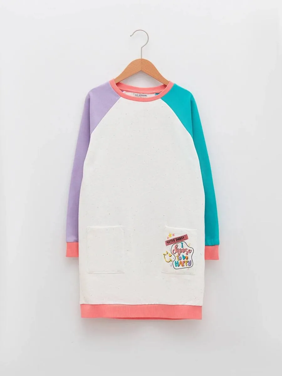 Robe Pour Filles à Manches Longues et Col Rond