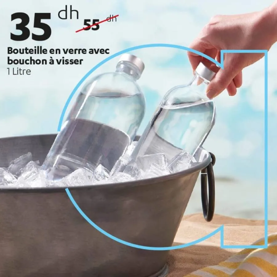 Bouteille en verre avec bouchon à visser 1 litres