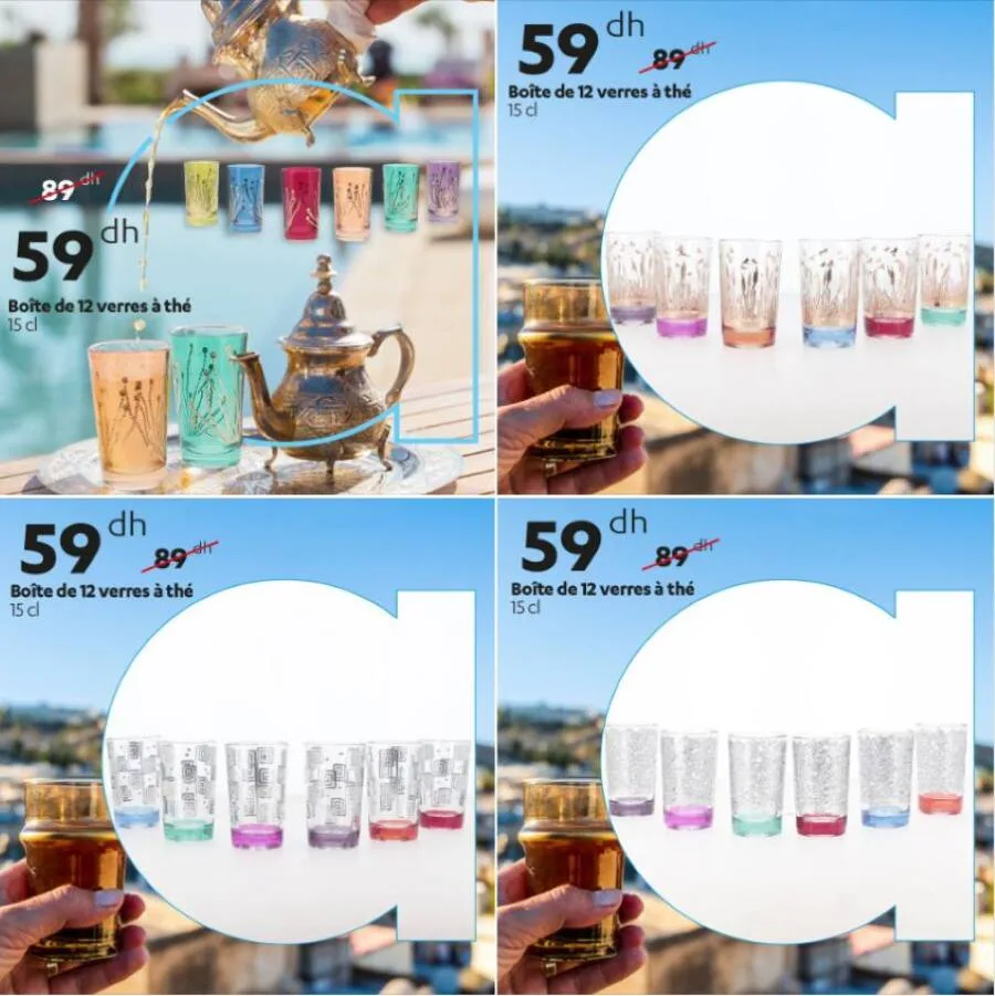 boîtes de 12 verres à thé 15cl