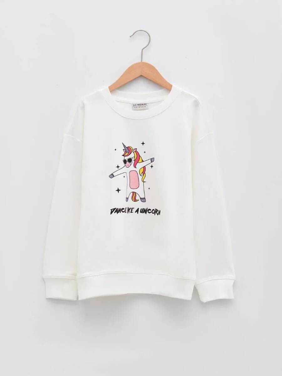 Sweat-shirt pour fille à manches longues et col rond
