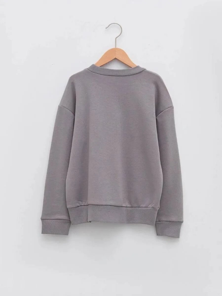 Sweat-shirt col rond imprimé à manches longues pour garçon