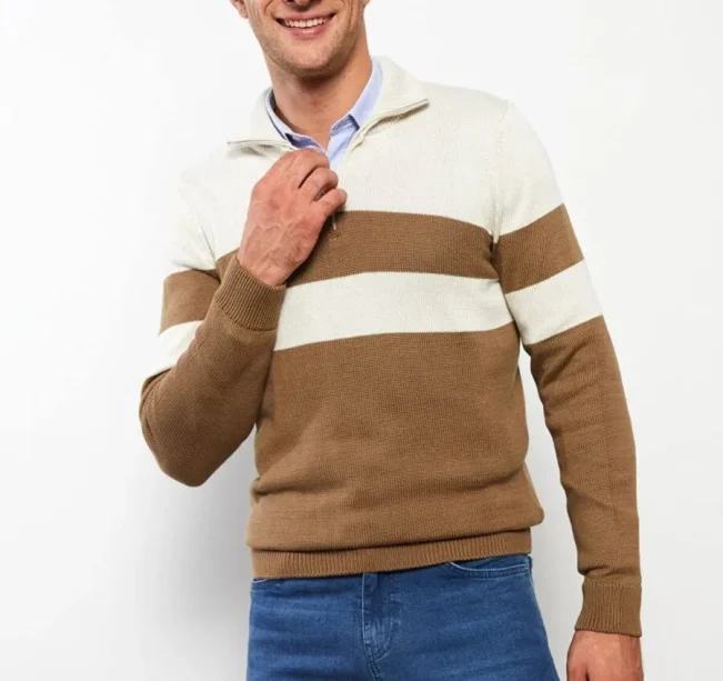 Pull tricot BRUN pour homme