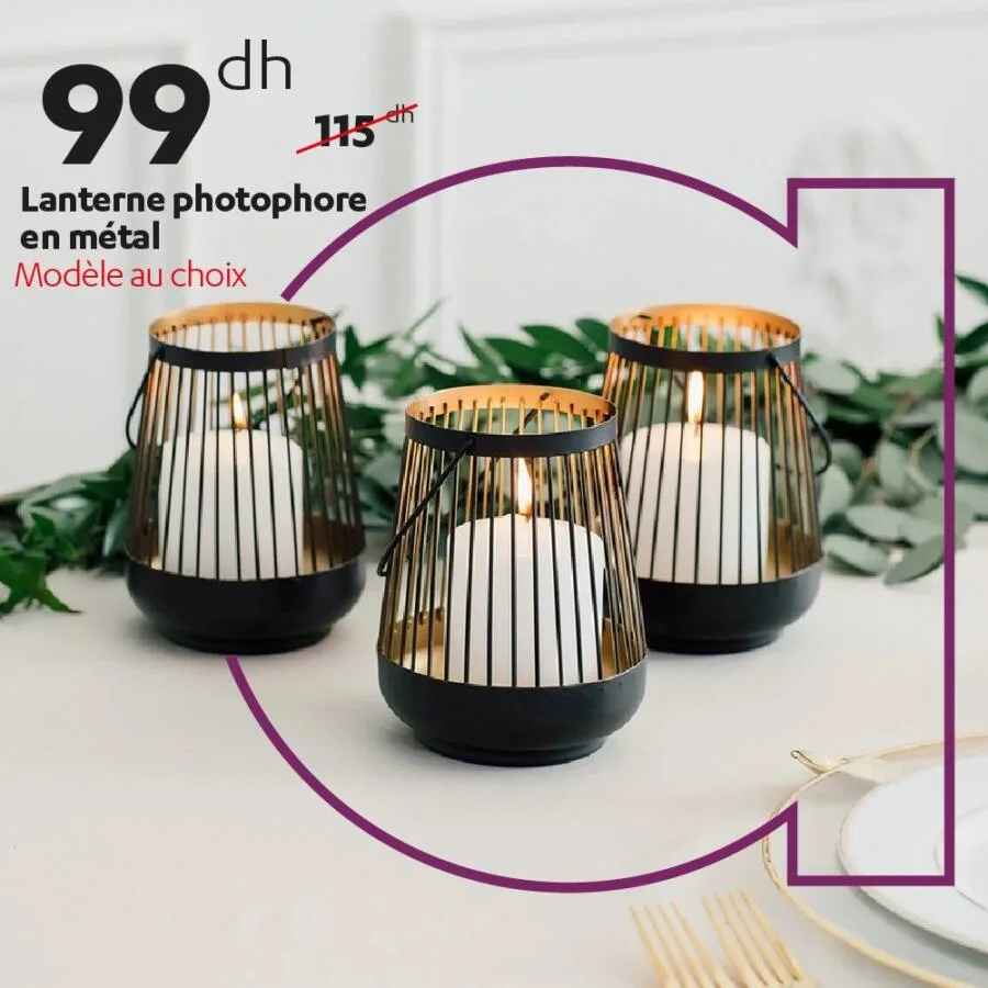 Lanterne photophore en métal modèles au choix