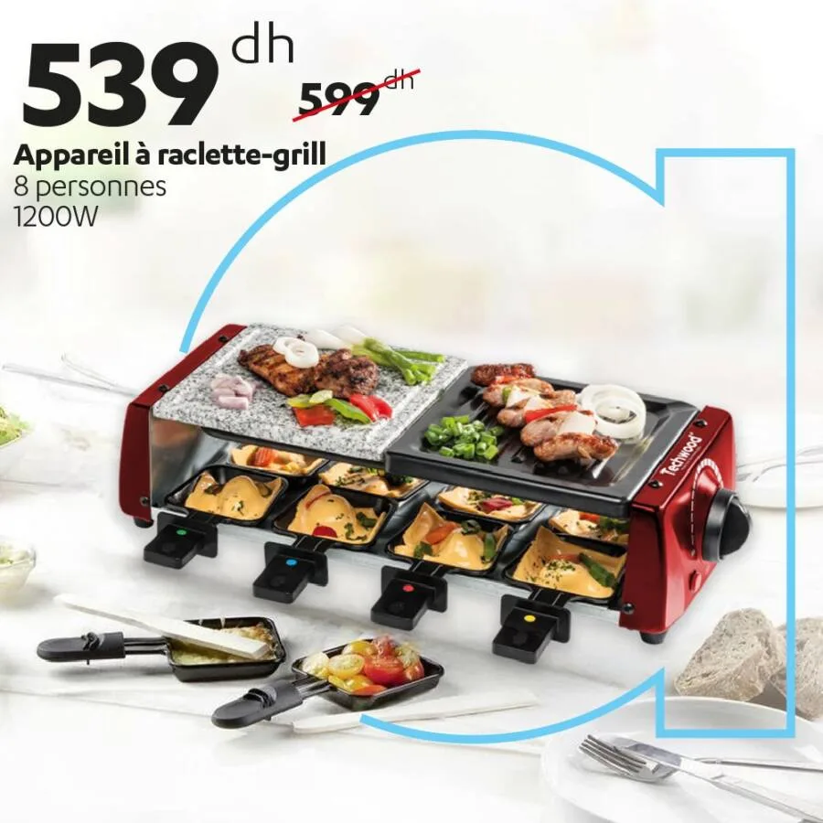 Appareil à raclette-grill 8 personnes TECHWOOD