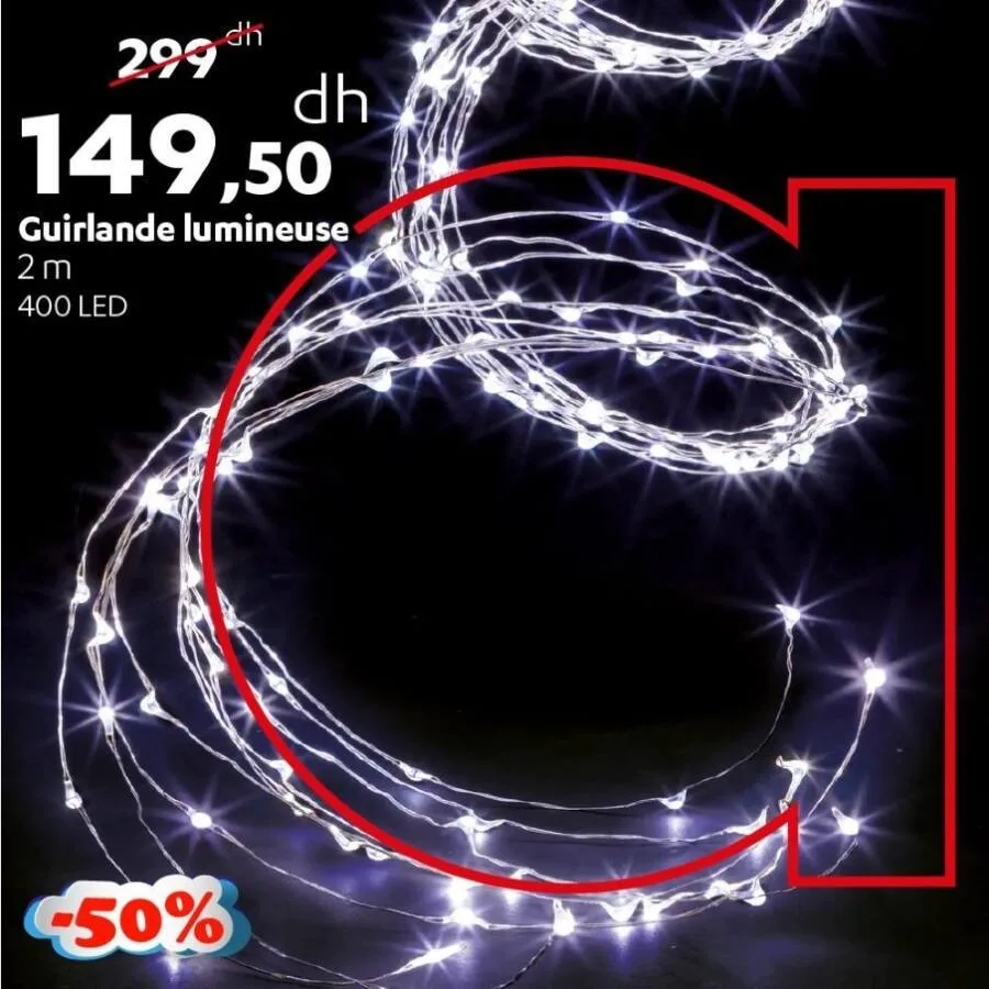 Guirlande lumineuse 2 mètres 400LED