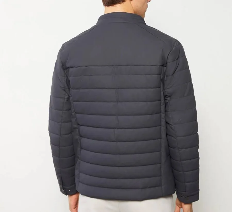 Jacket en similicuir pour hommes à col vertical et motif standard