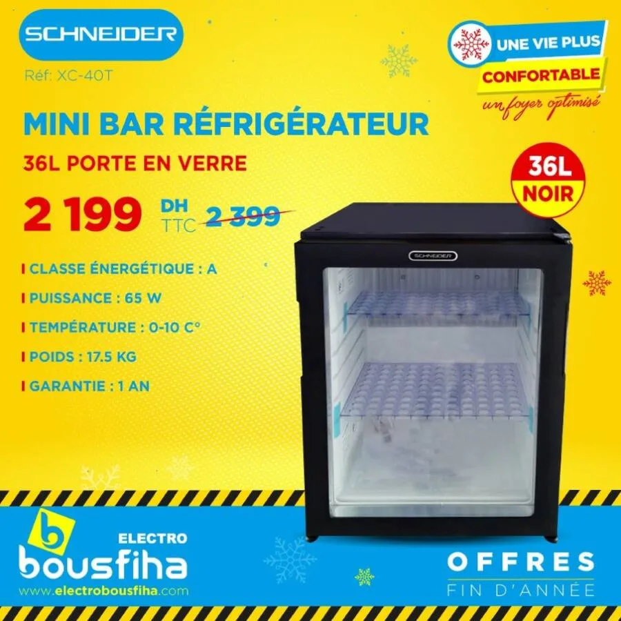 Mini bar réfrigérateur noir 36 litres SCHNEIDER