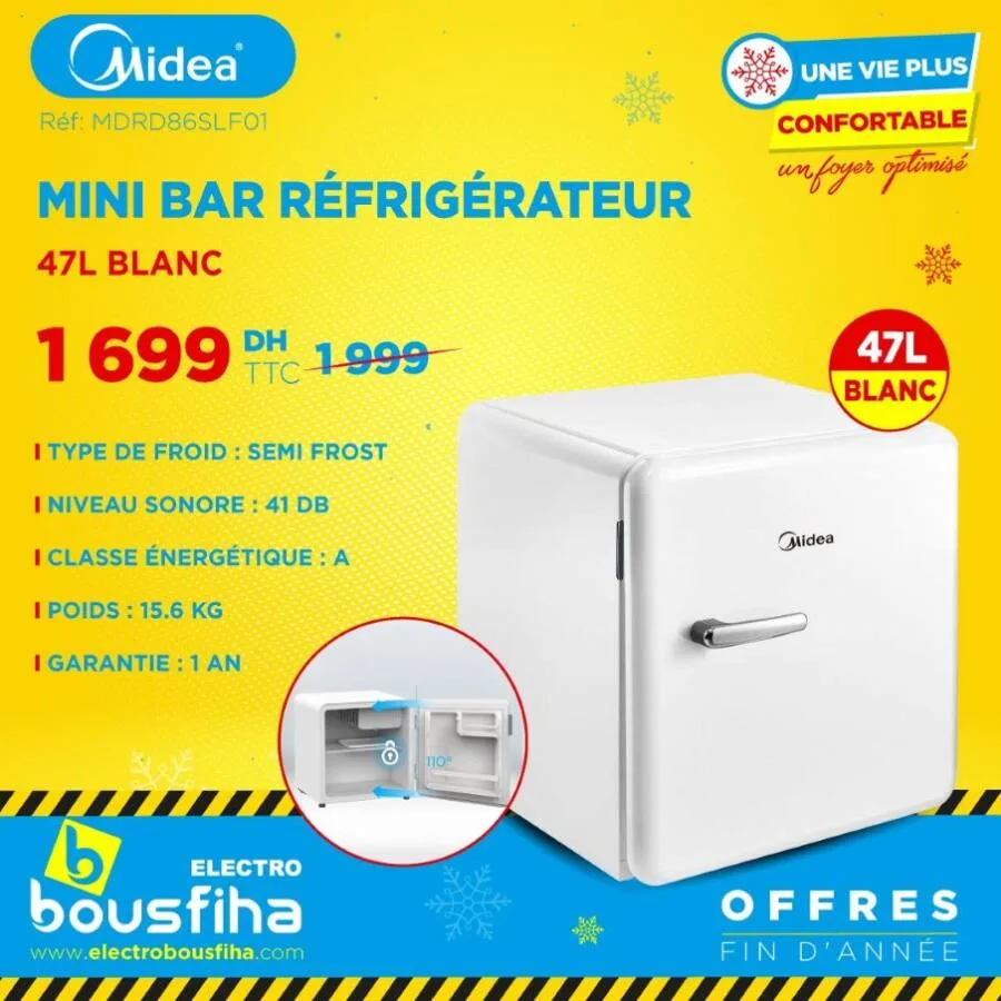 Mini bar réfrigérateur blanc MIDEA
