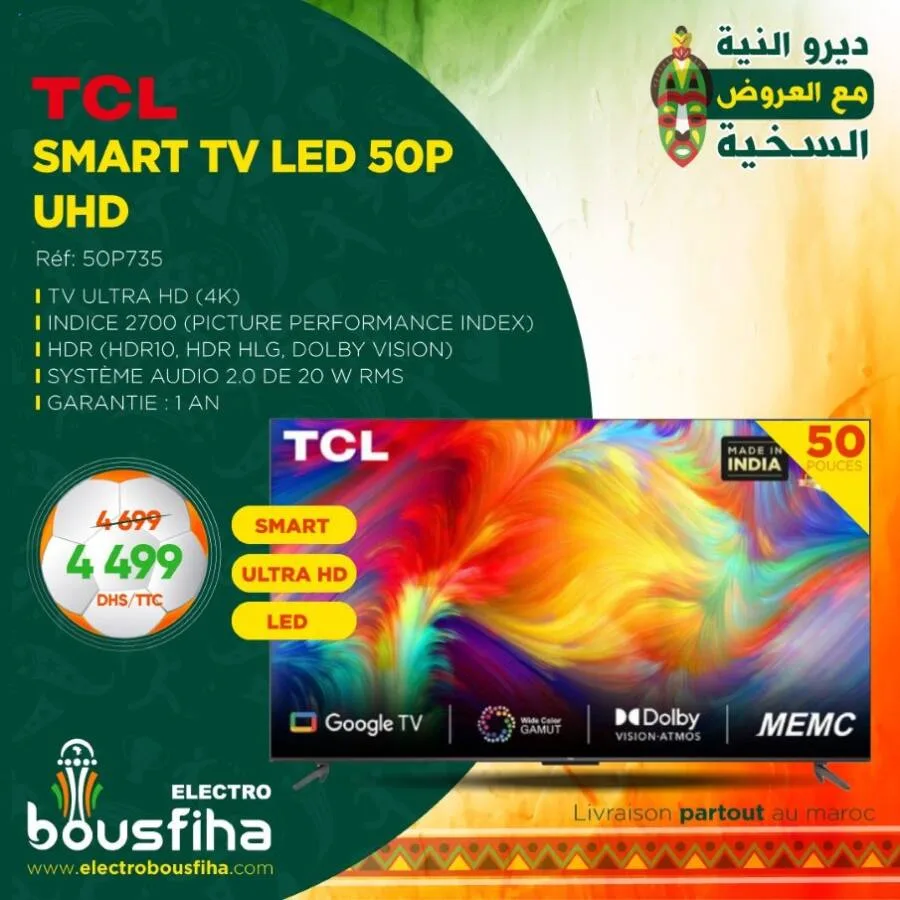 Smart Tv TCL Ultra HD 50 pouces