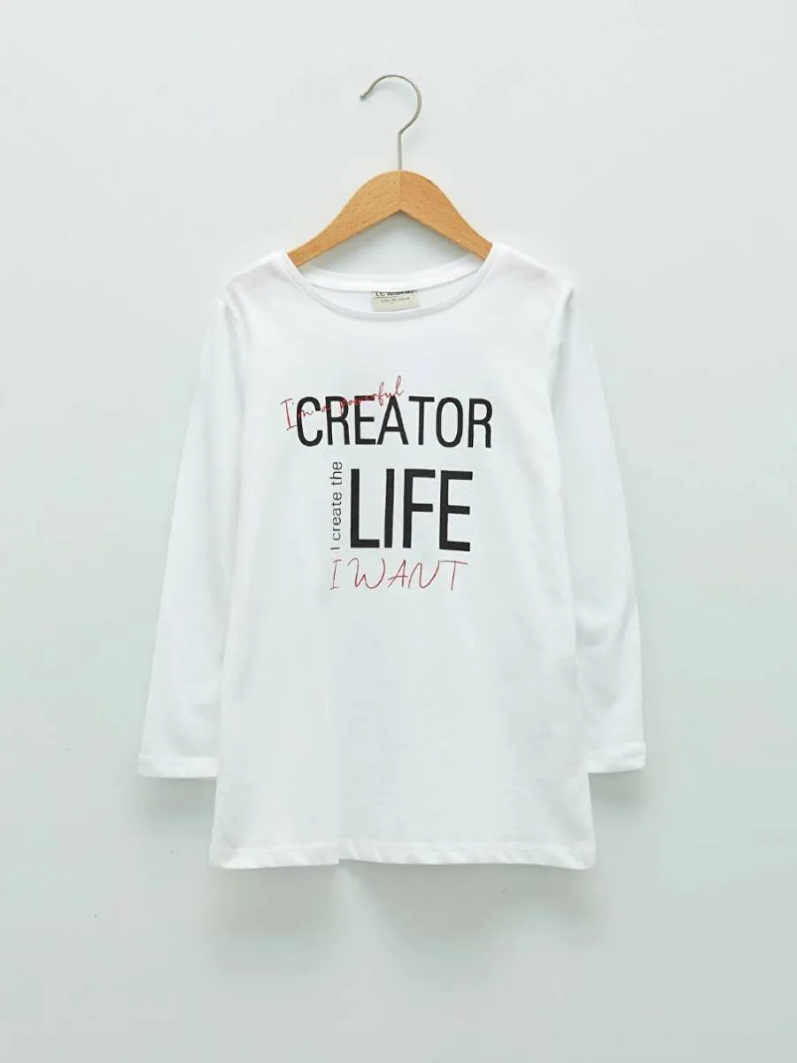 T-shirt pour fille à manches longues et col rond