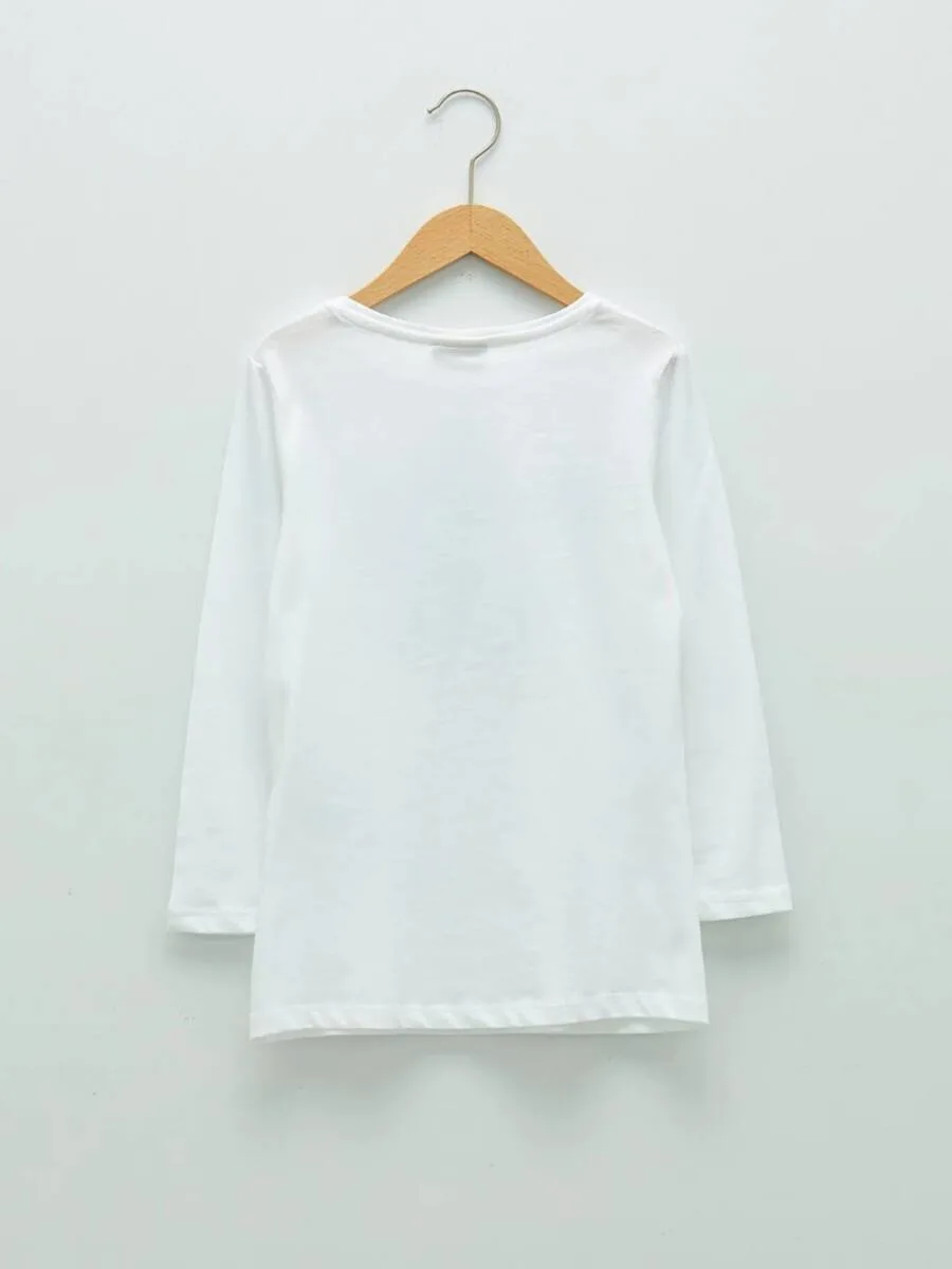 T-shirt pour fille à manches longues et col rond