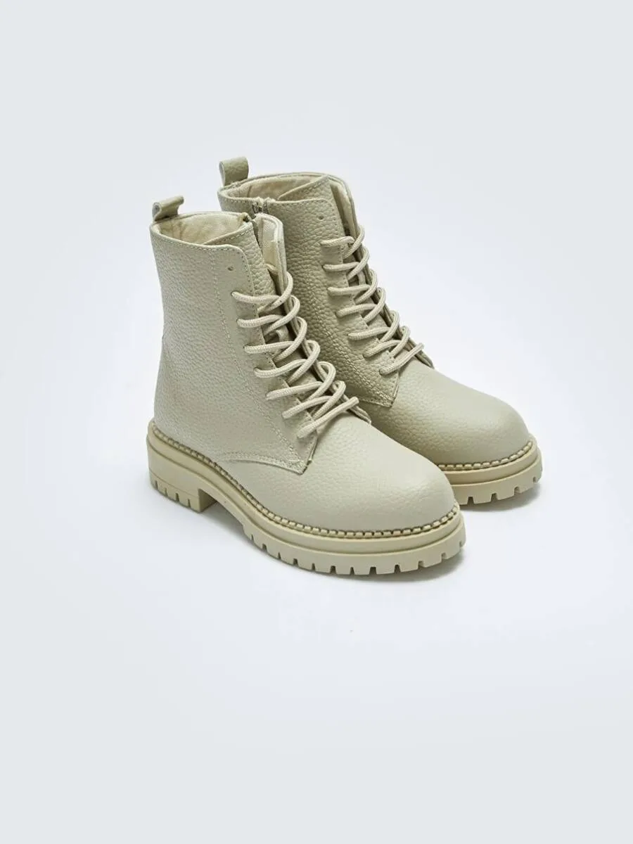 Bottes à lacets en similicuir pour femmes