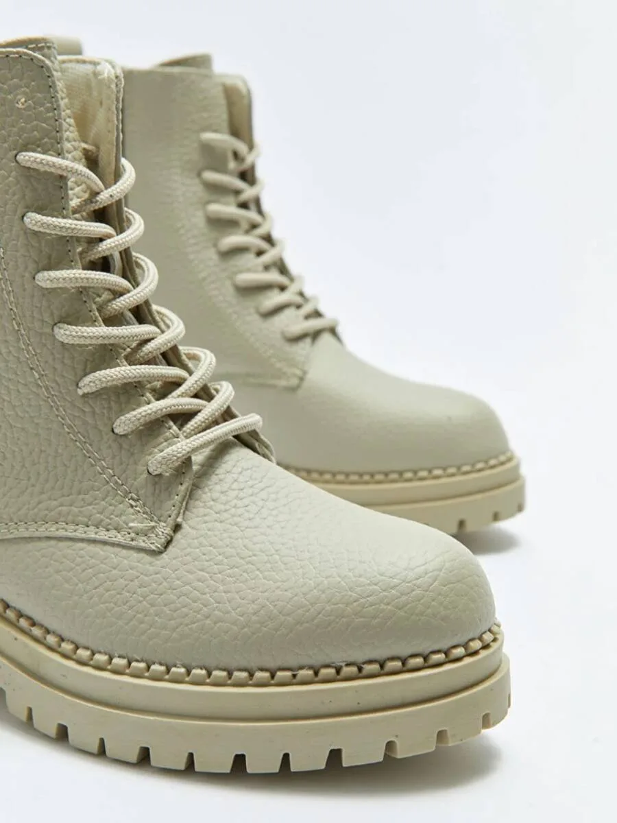 Bottes à lacets en similicuir pour femmes