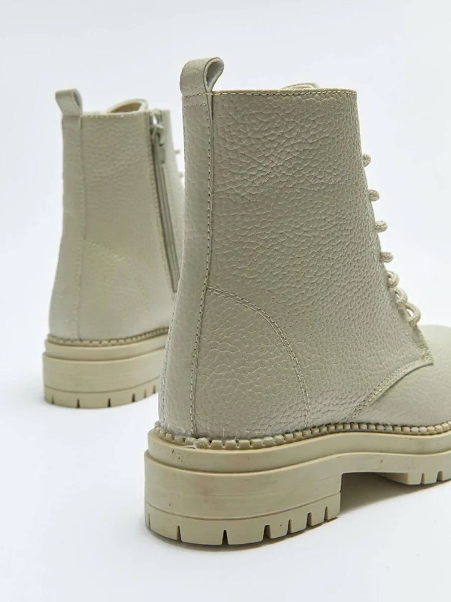 Bottes à lacets en similicuir pour femmes