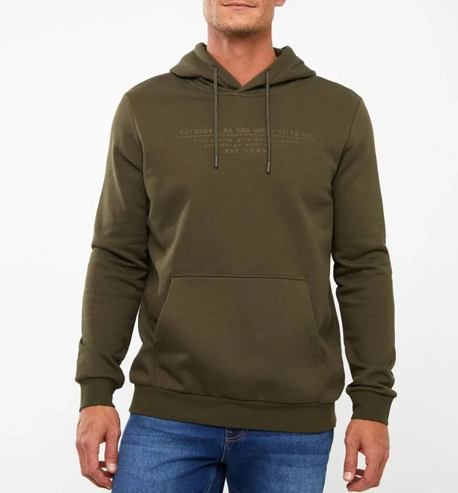 Sweatshirt à capuche KHAKI pour homme