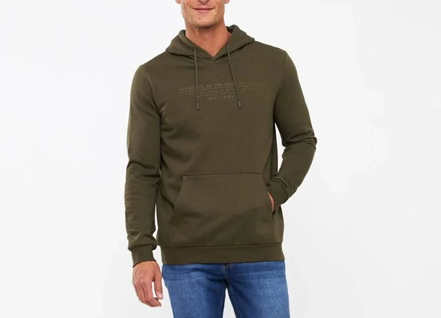 Sweatshirt à capuche KHAKI pour homme