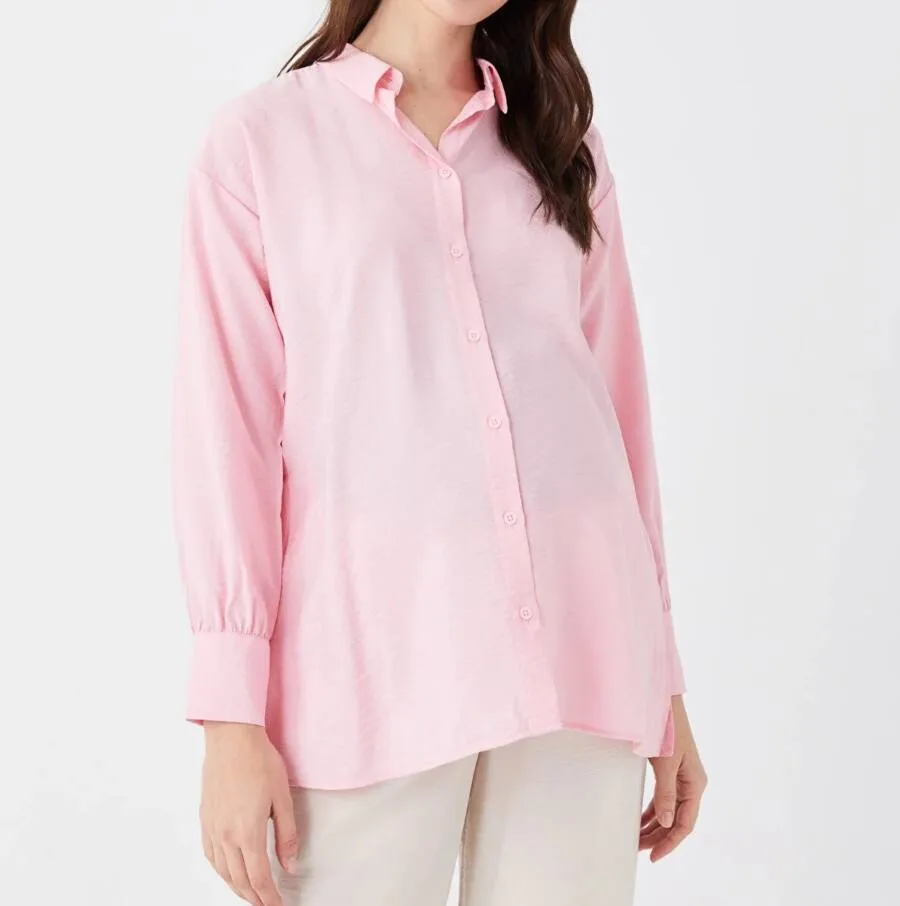 Tunique en chemise rose pour femme