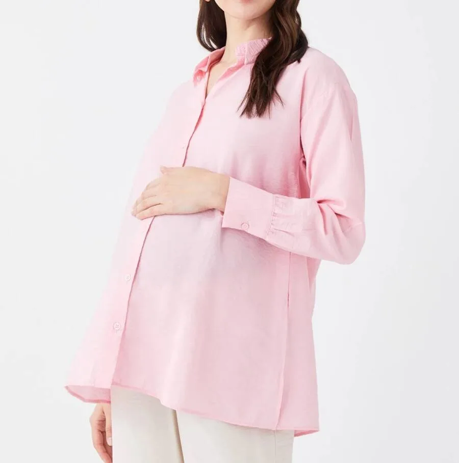 Tunique en chemise rose pour femme