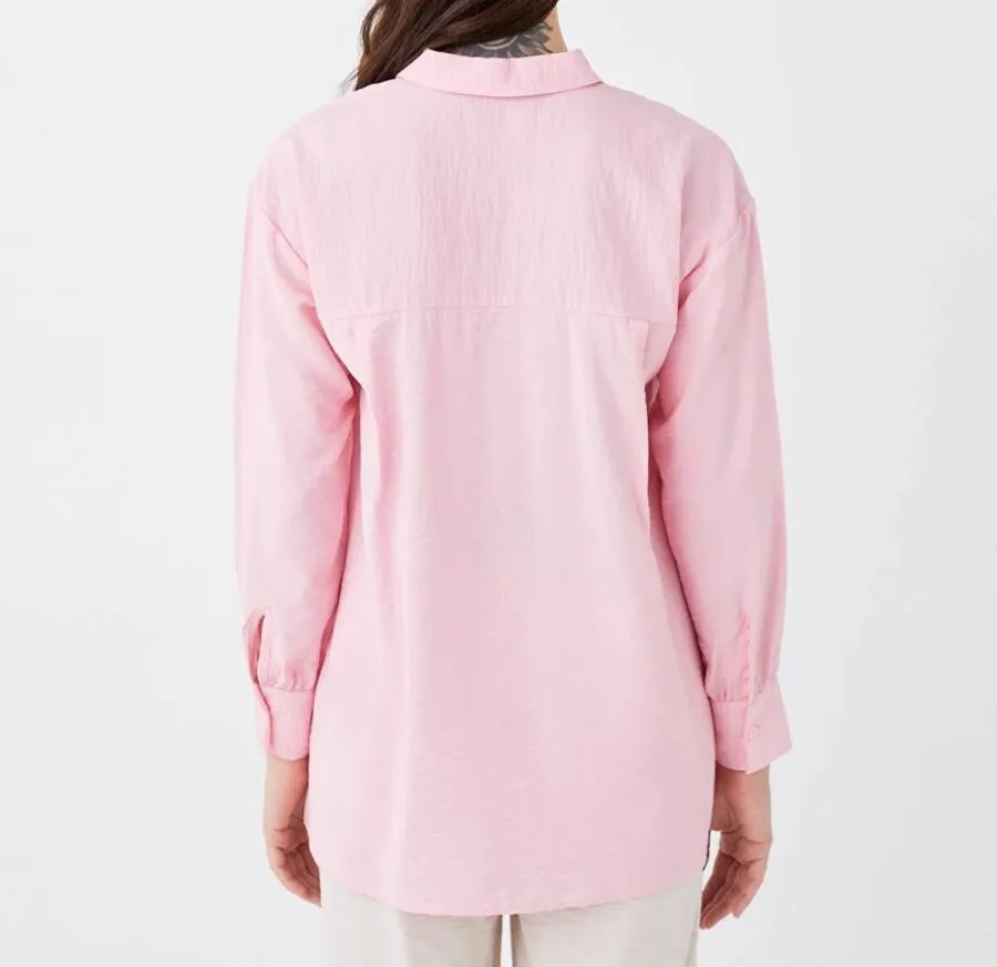 Tunique en chemise rose pour femme