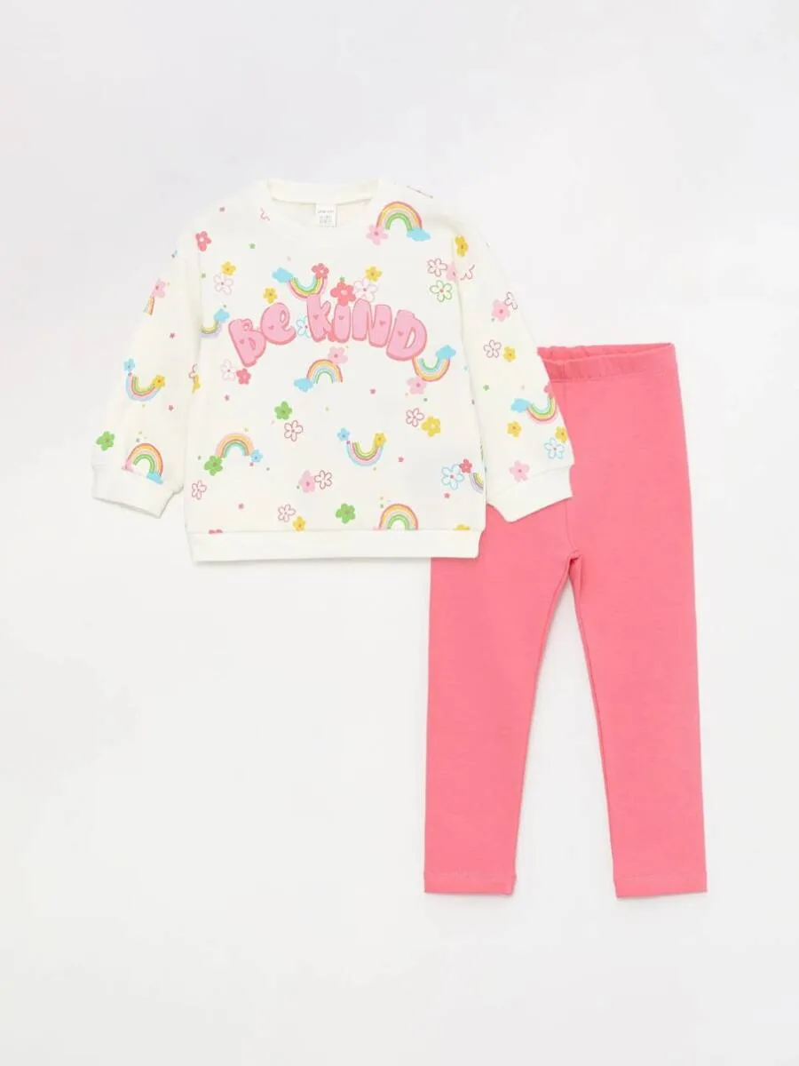 Ensemble Fille Legging + Sweat Next - Imprimé Rainbow Cream - Taille 12 Mois - Confortable, Lavable Machine