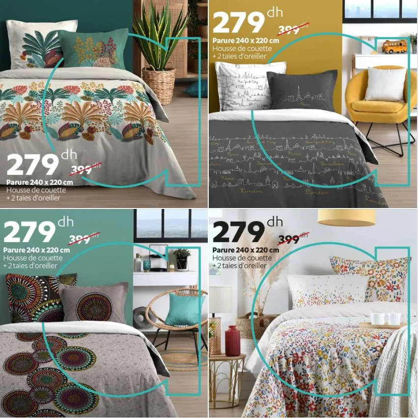 Parure Housse de couette + 2 taies d'oreiller