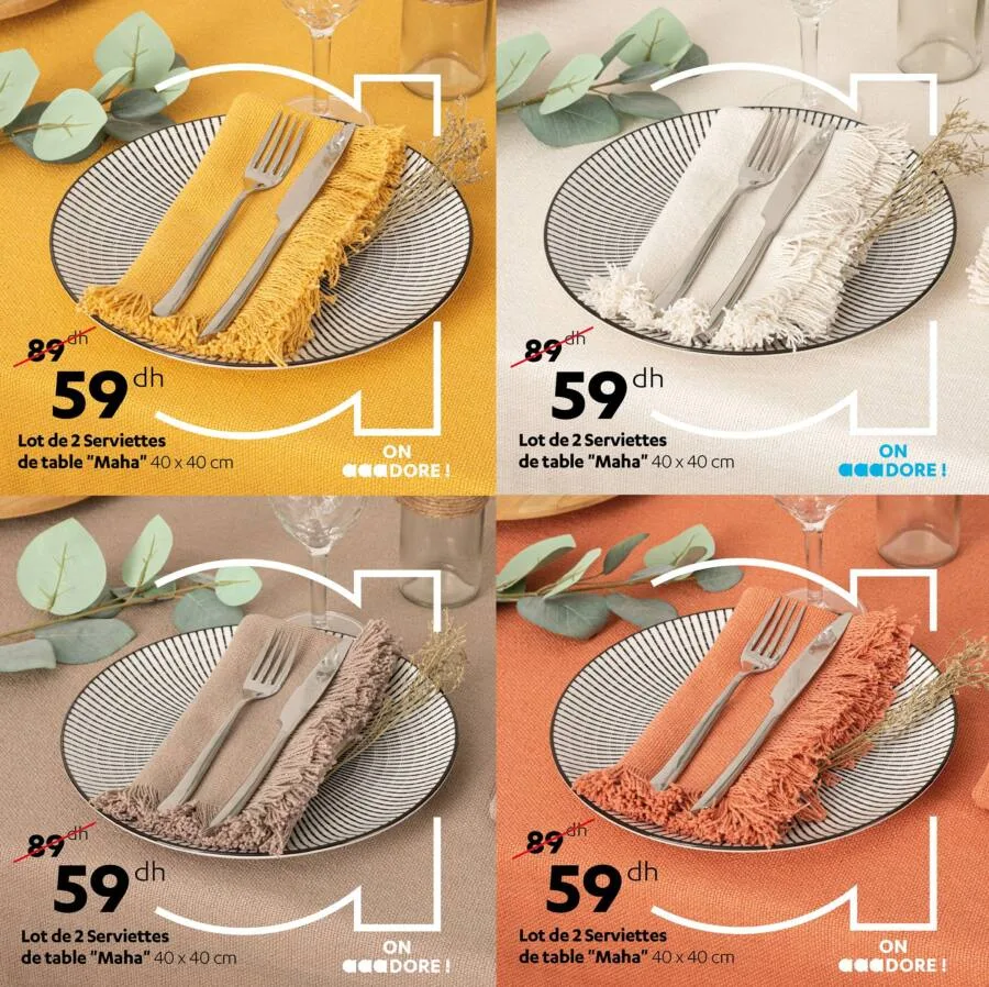 Lot de 2 serviettes de table MAHA