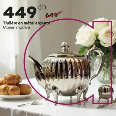 Théière en métal argenté moyen model
