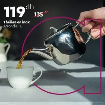 Théière en inox arrondie 1 litre