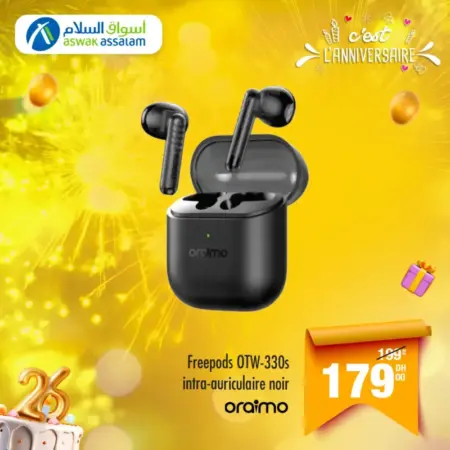Freepods OTW-330s intra-auriculaire noir Oraimo