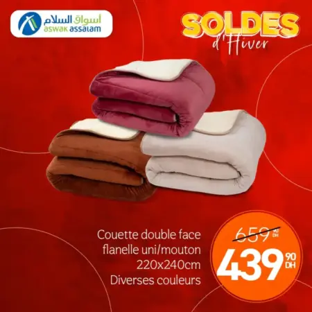 Couette double-face flanelle uni/mouton