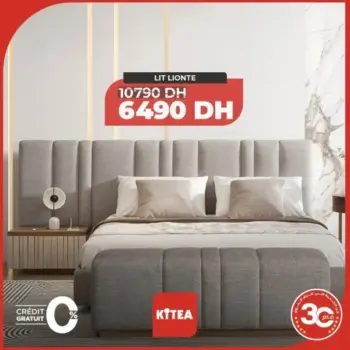 Lit LIONTE 180x200 Avec Sommier + Tête de lit Mobile Gris