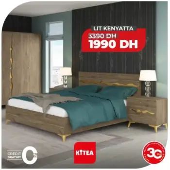 Lit KENYATTA 160x200cm Marron