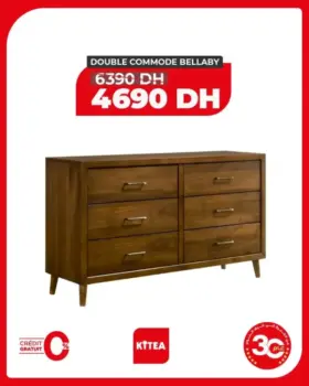 Double commode 6 tiroirs marron BELLABY
